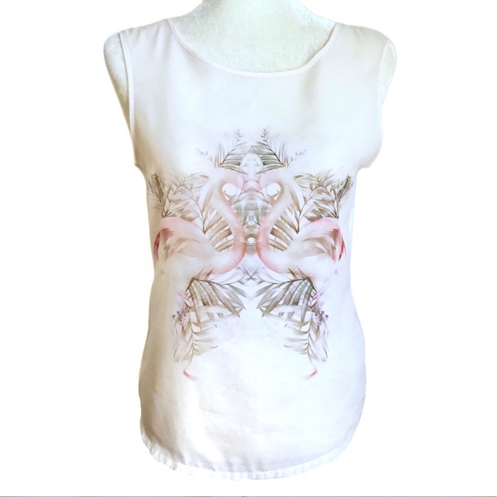Reiss | Flamingo Graphic Sleeveless Blouse Tank XS